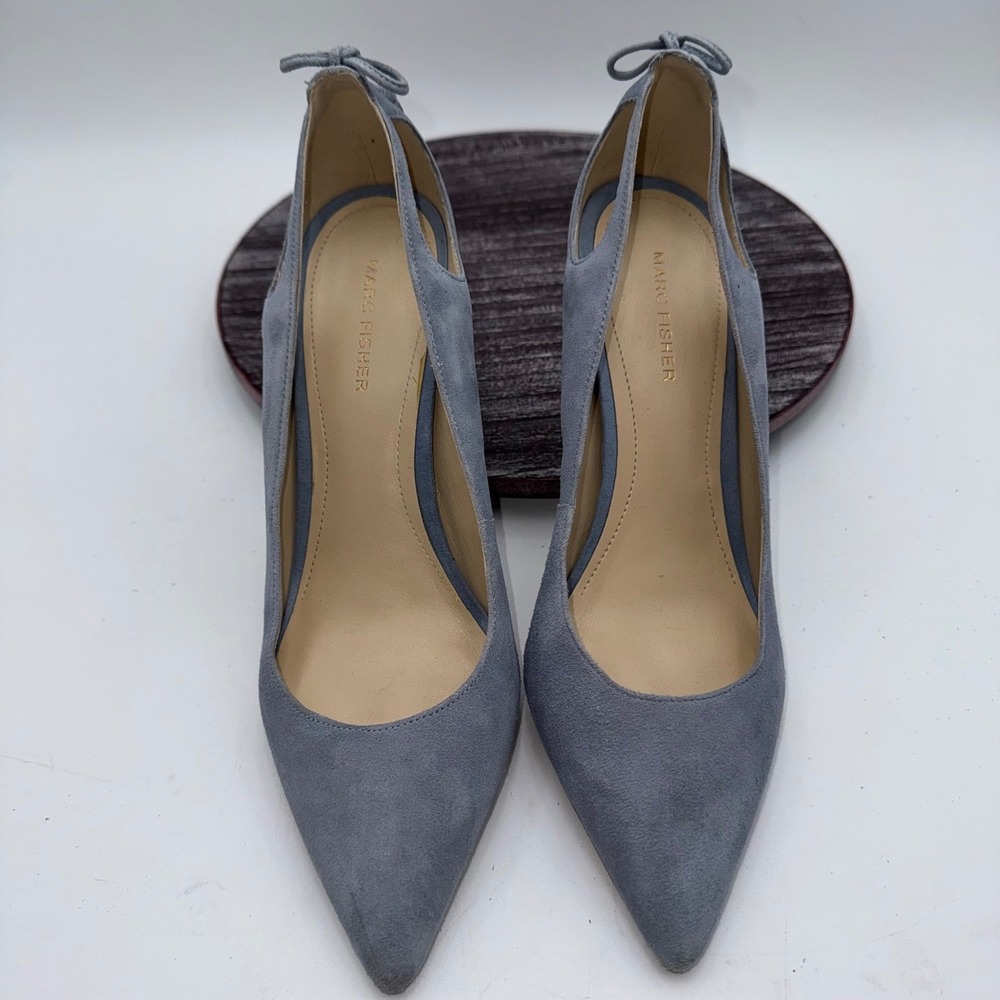 Marc Fisher Pumps Womens 10 Tammye Tassel Heels Blue Suede Pointed Toe Shoes - Picture 6 of 10